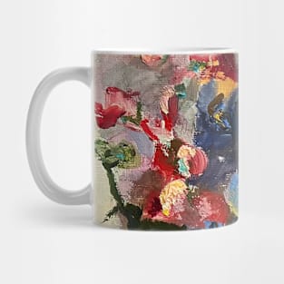 Orchids, oil painting on canvas. Mug